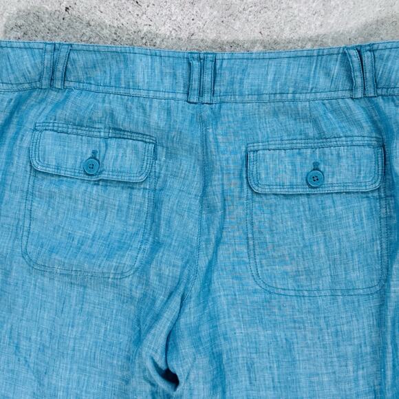 Tommy Bahama 100% Linen Turquoise Wide Leg Pants Waist 32” EUC Coastal Preppy - Picture 6 of 7